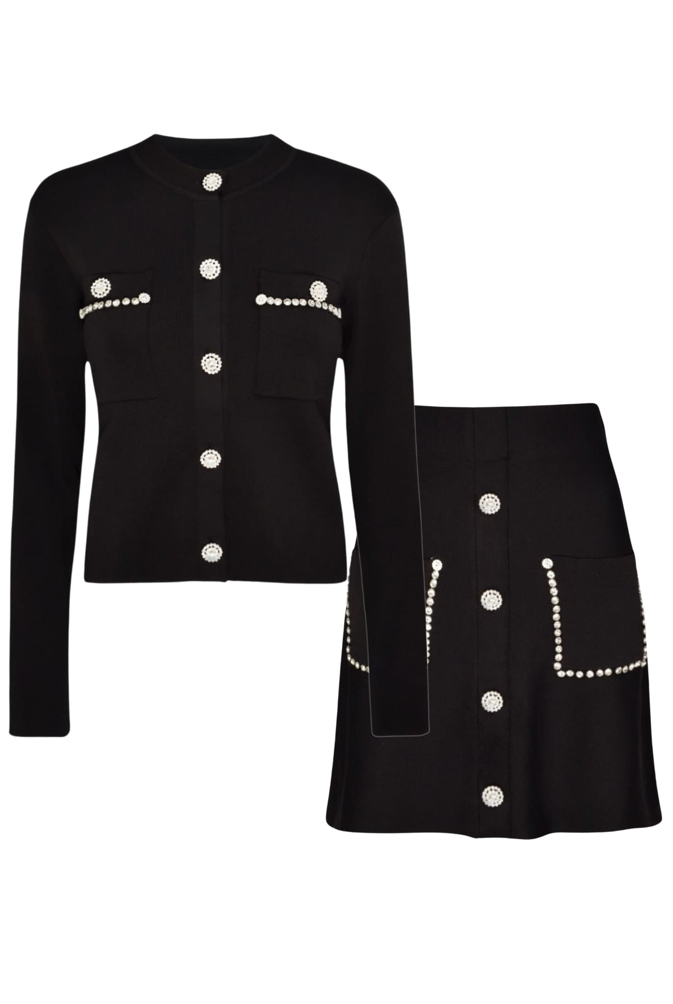 Embellished Skirt Set In Black