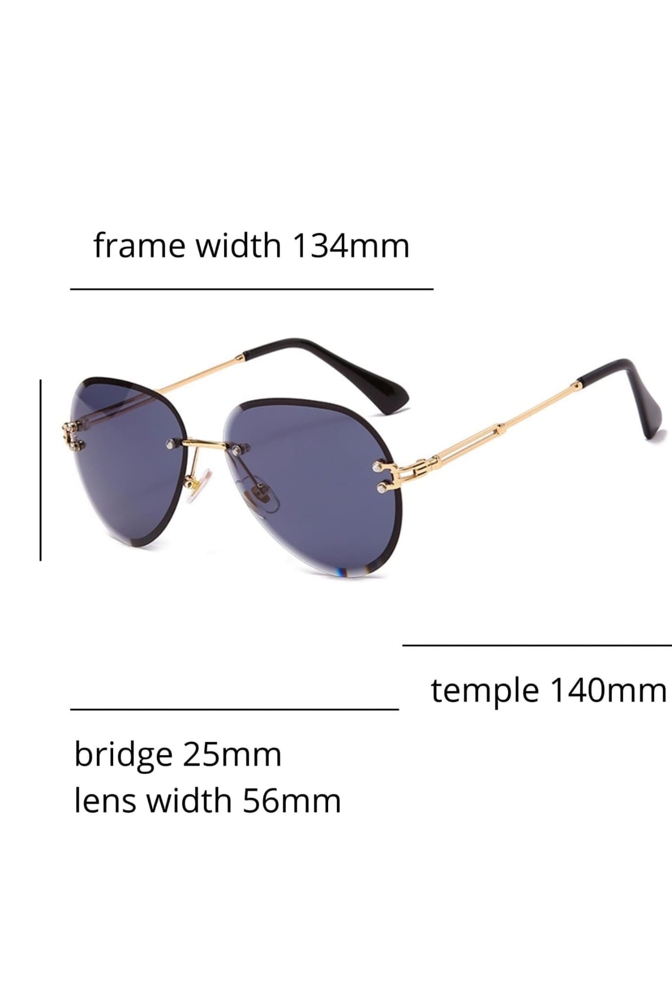 Rimless Aviator Sunglasses Size