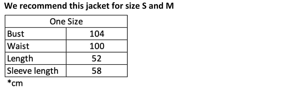 White Cardigan Jacket Size Chart