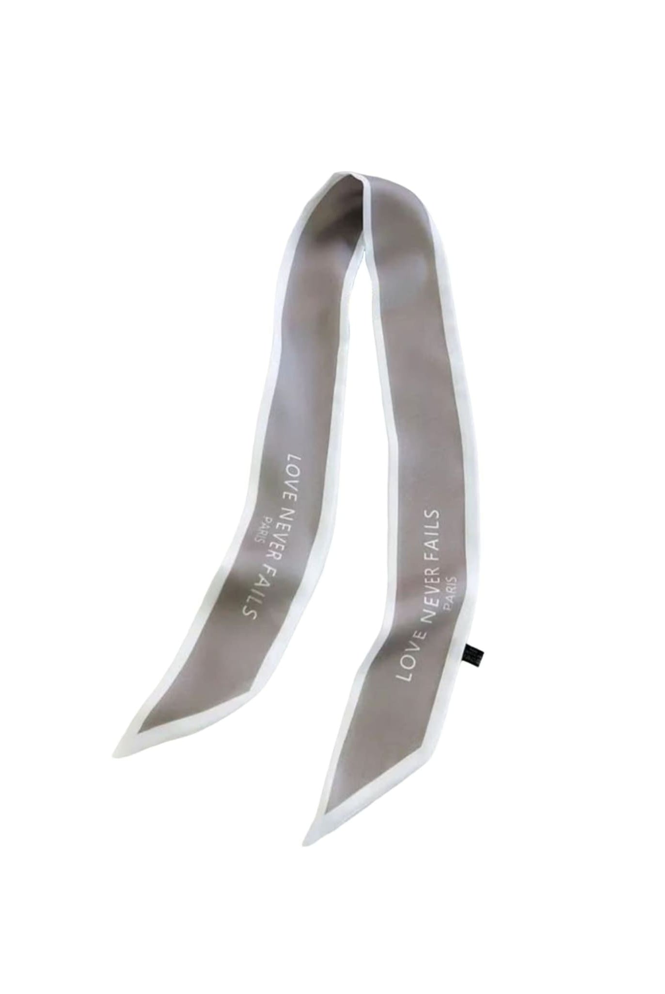 Beige Ribbon Scarf With Print