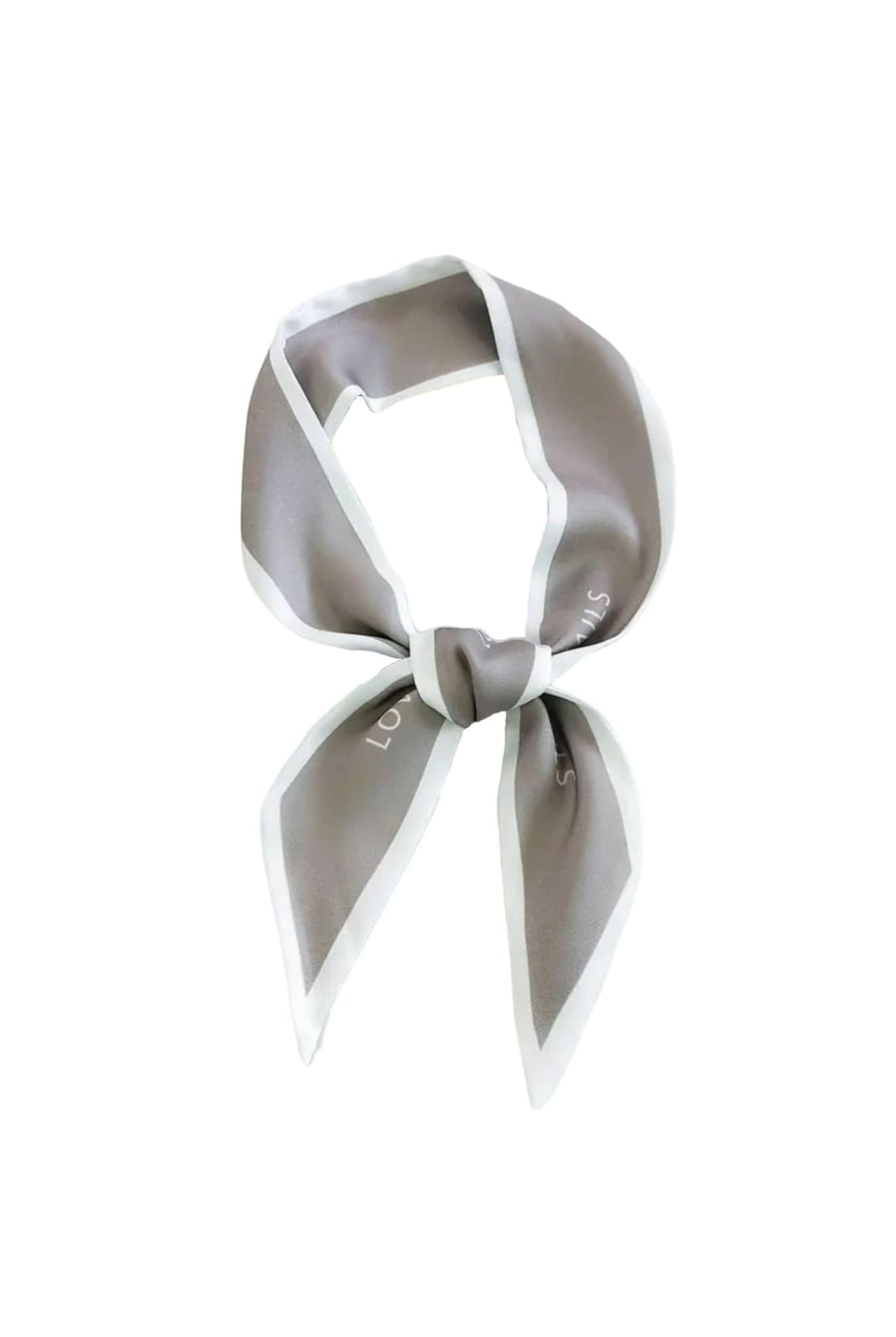 Beige Ribbon Scarf With Print
