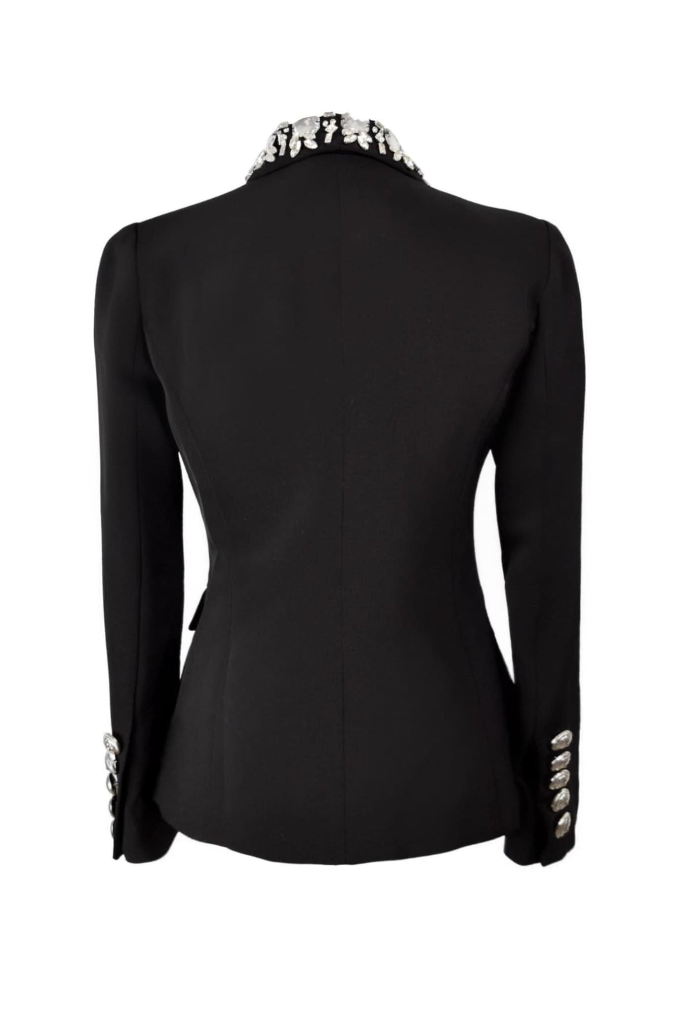Black Blazer With Embellished Collar