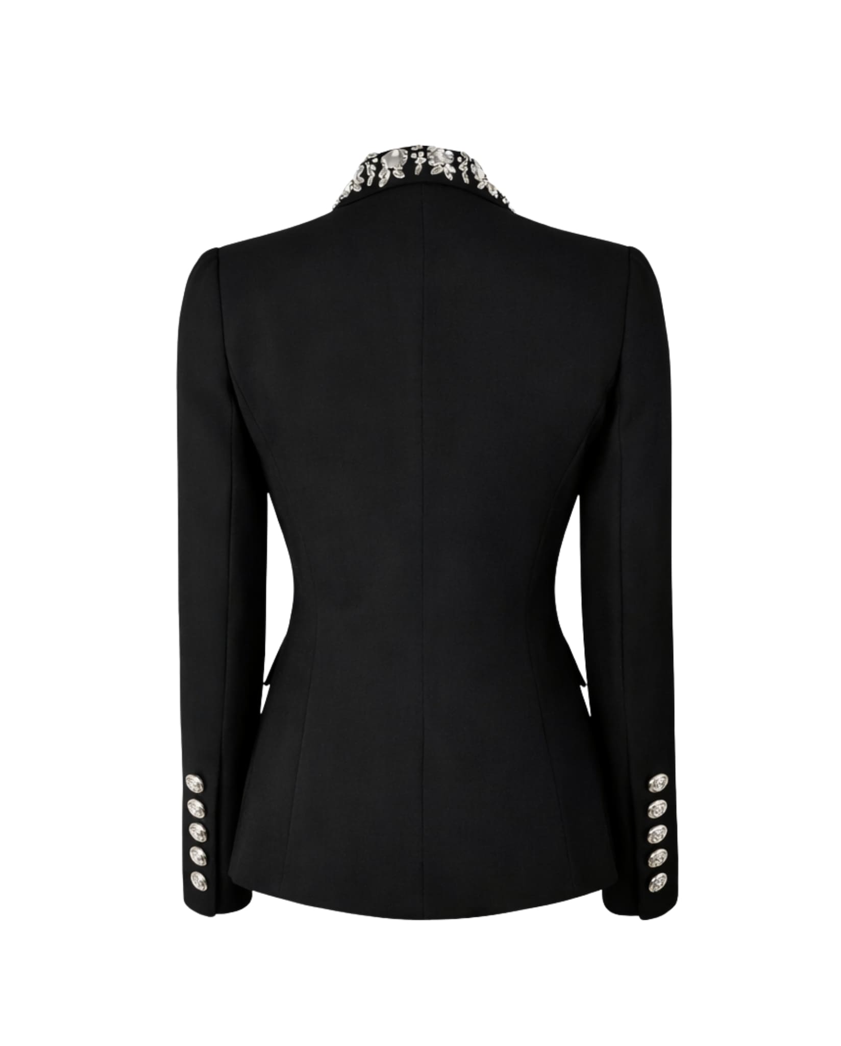 Black Blazer With Embellished Collar