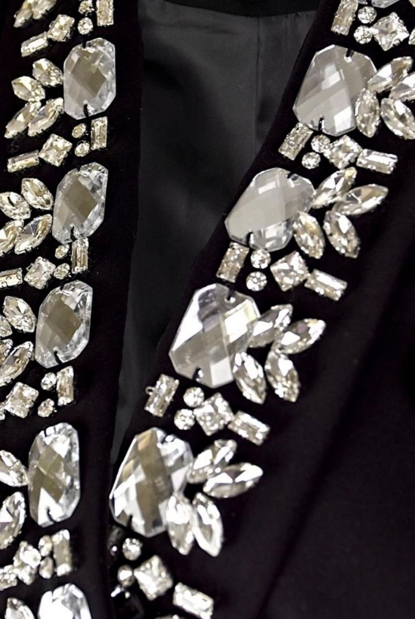 Black Blazer With Embellished Collar