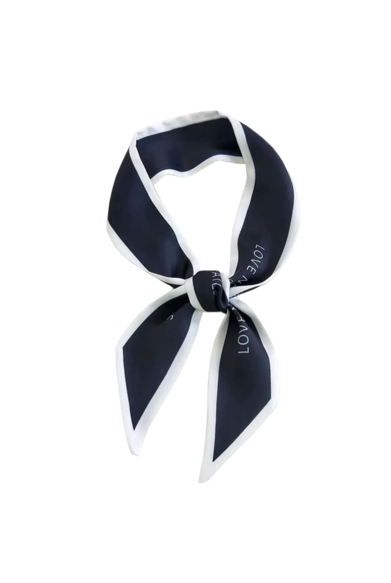 Black Ribbon Scarf With Print