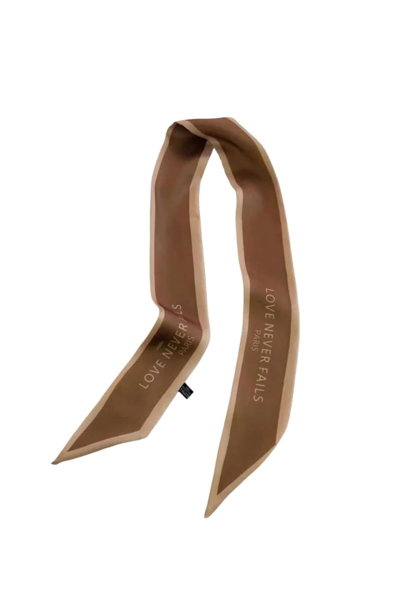 Brown Ribbon Scarf With Print