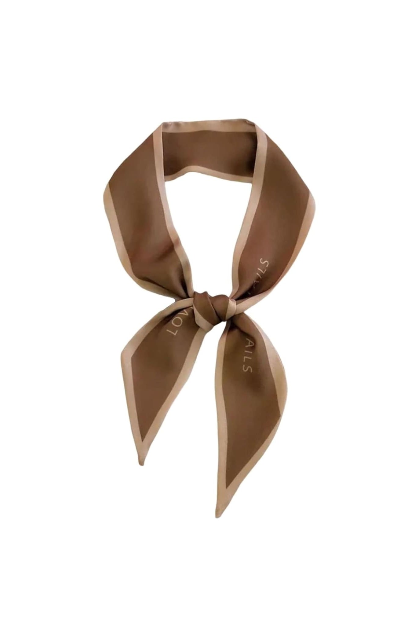 Brown Ribbon Scarf With Print