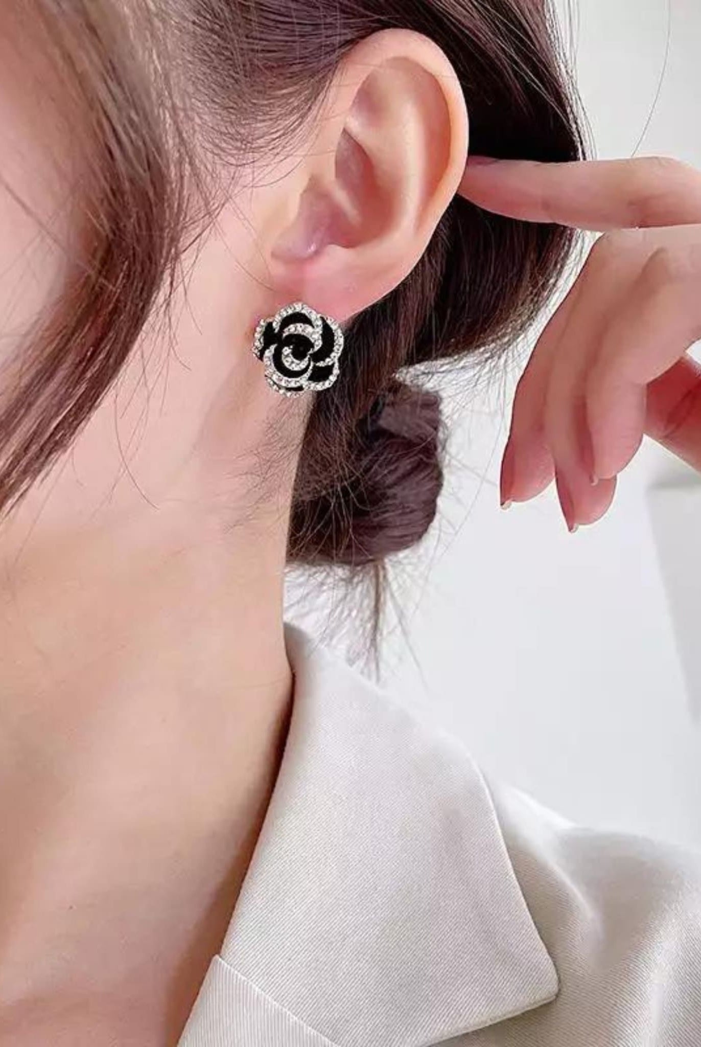 Camellia Flower Stud Earrings