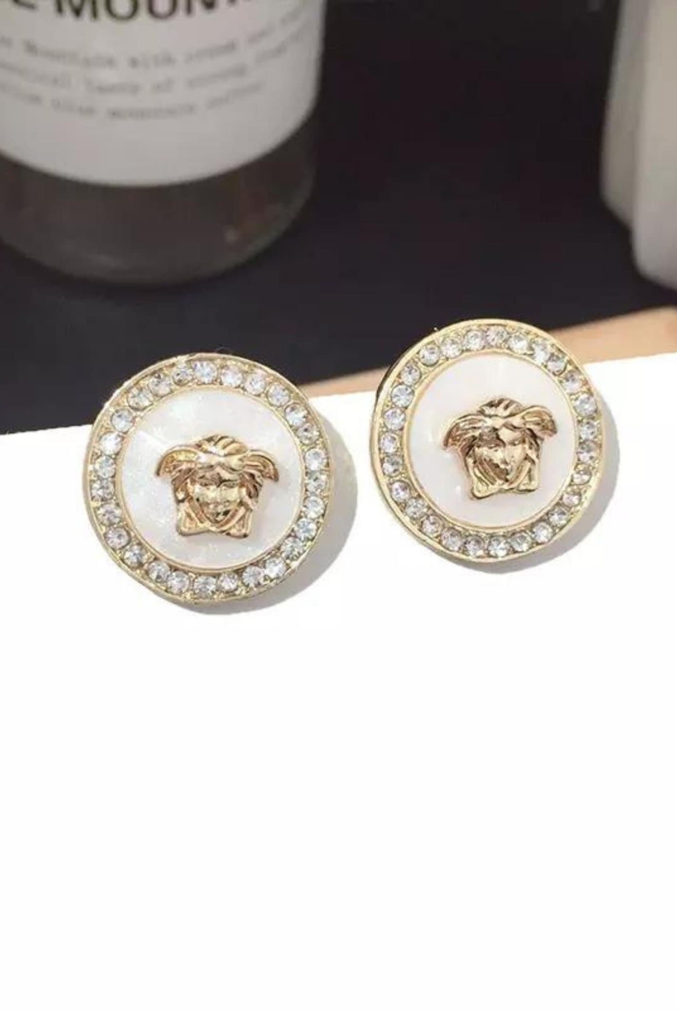Coin Shaped Earrings White