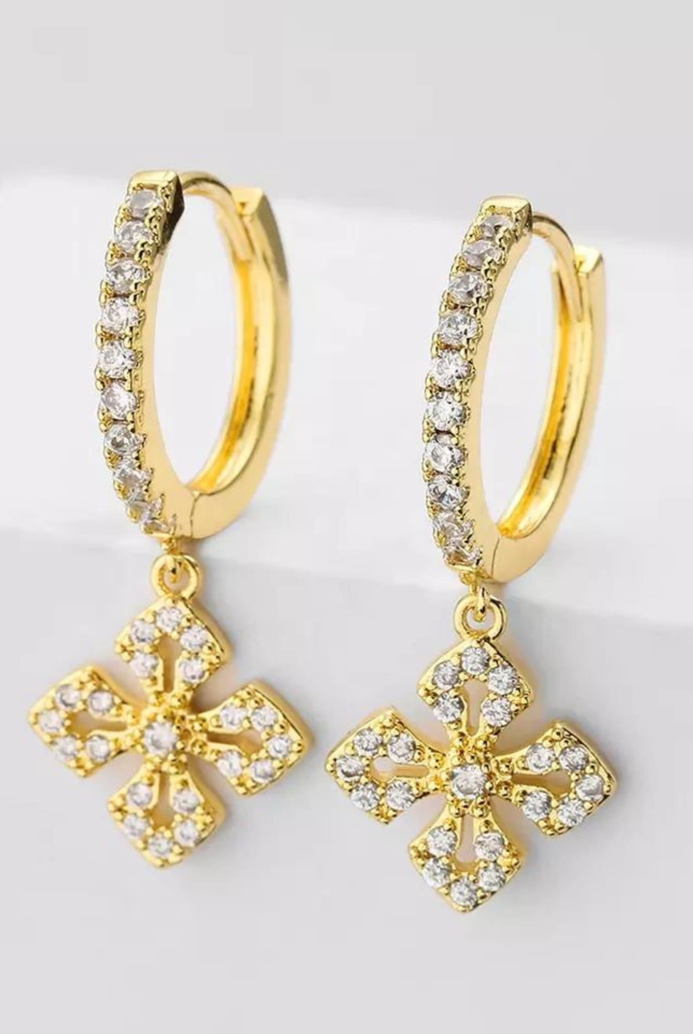 Crystal Clover Hoop Earrings