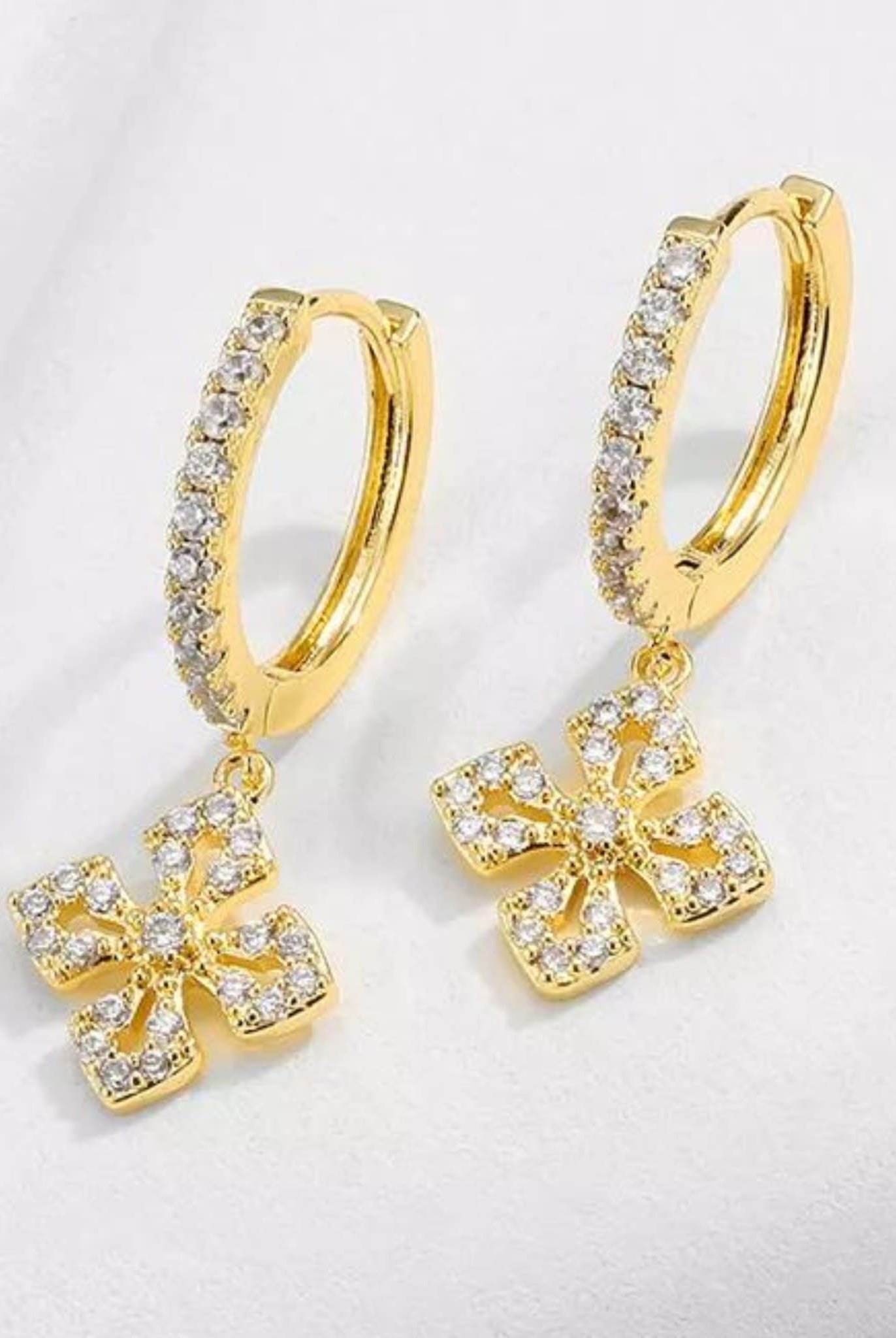 Crystal Clover Hoop Earrings
