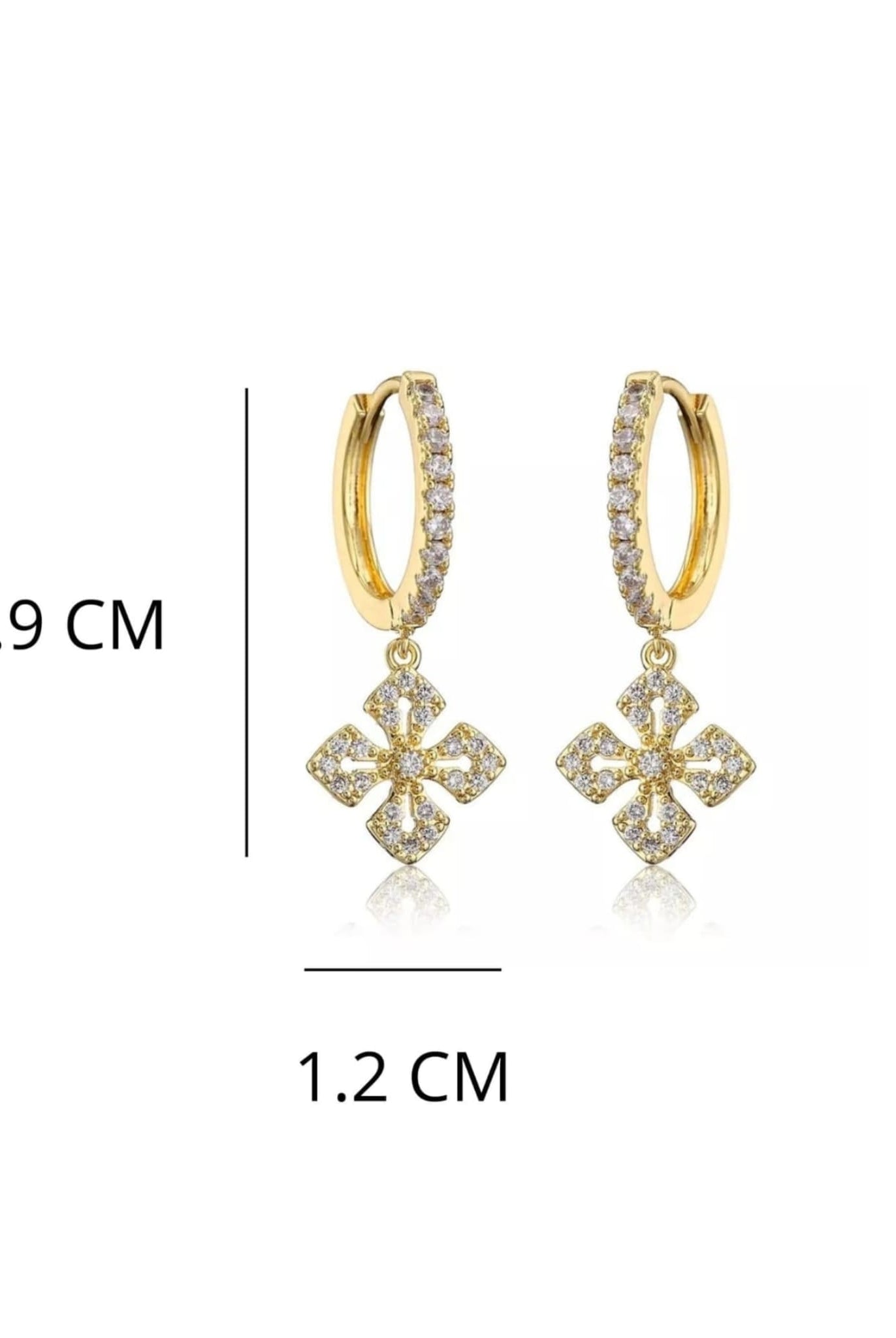 Crystal Clover Hoop Earrings Size