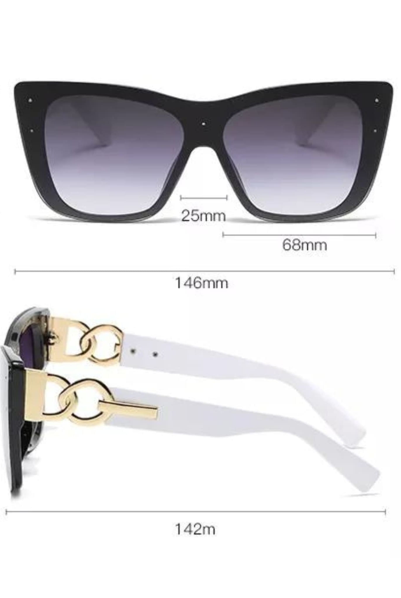 Elegant Sunglasses With White Frame Size