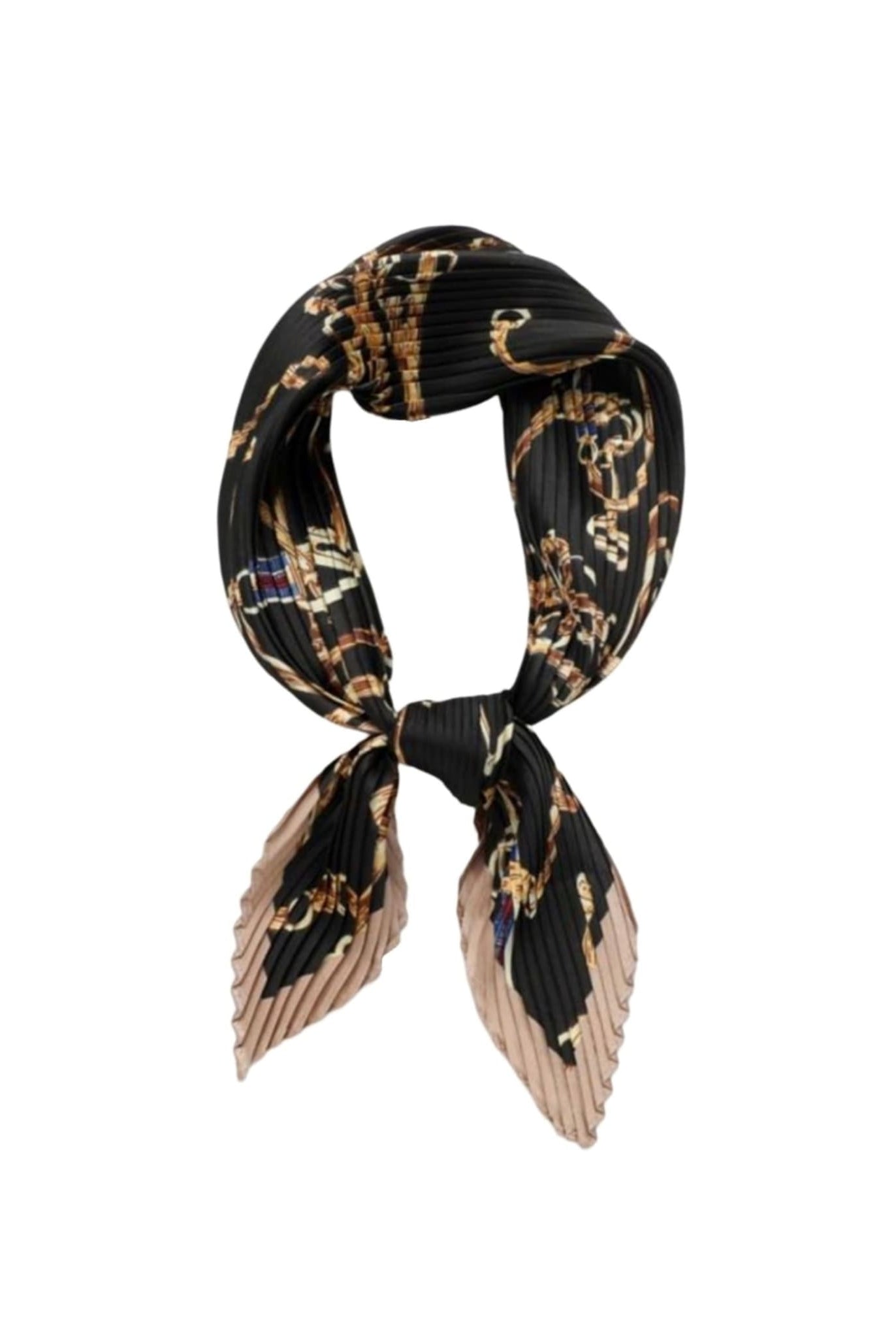 Equestrian Print Pleated Scarf In Black