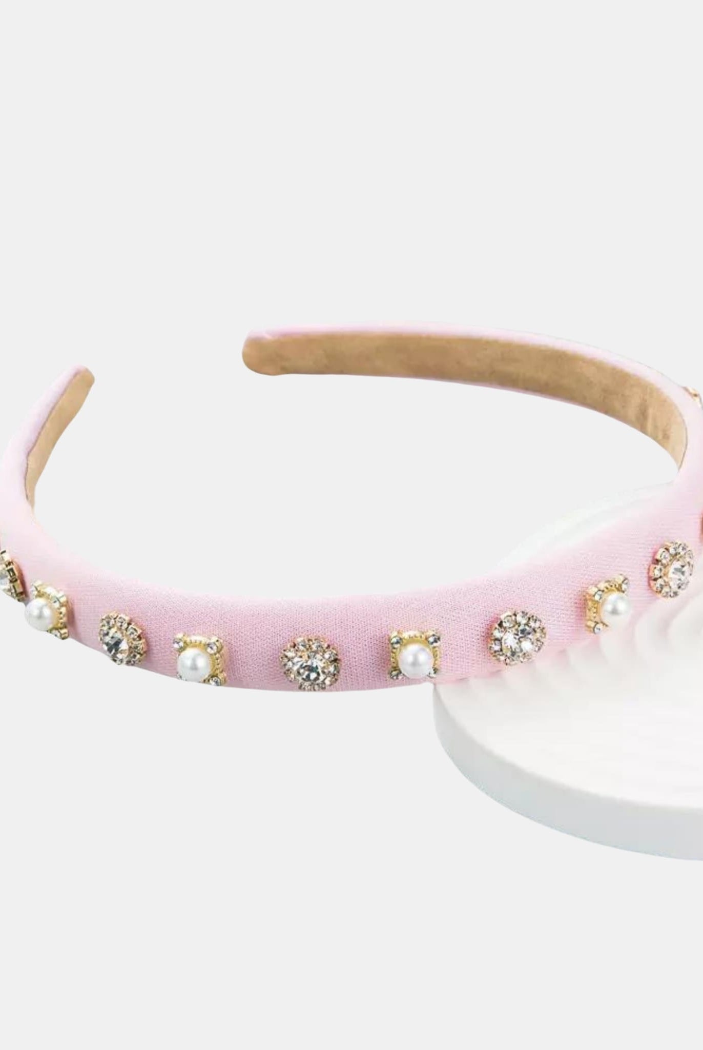 Light pink Crystal & Pearl Decorated Hairband