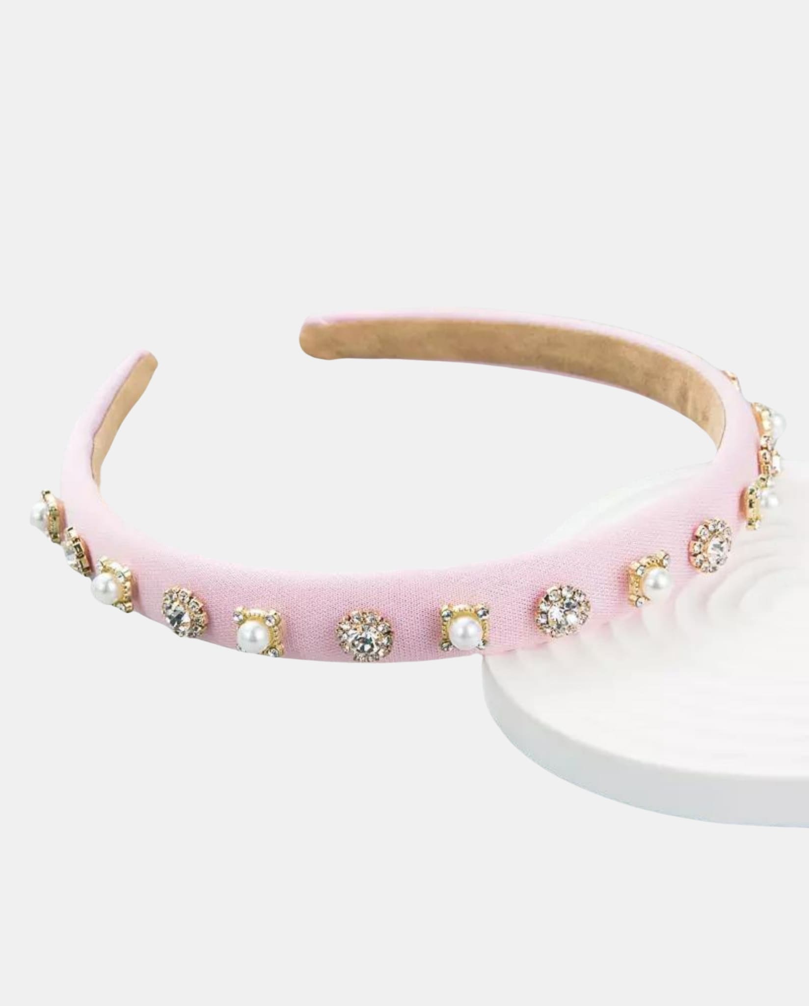 Light pink Crystal & Pearl Decorated Hairband