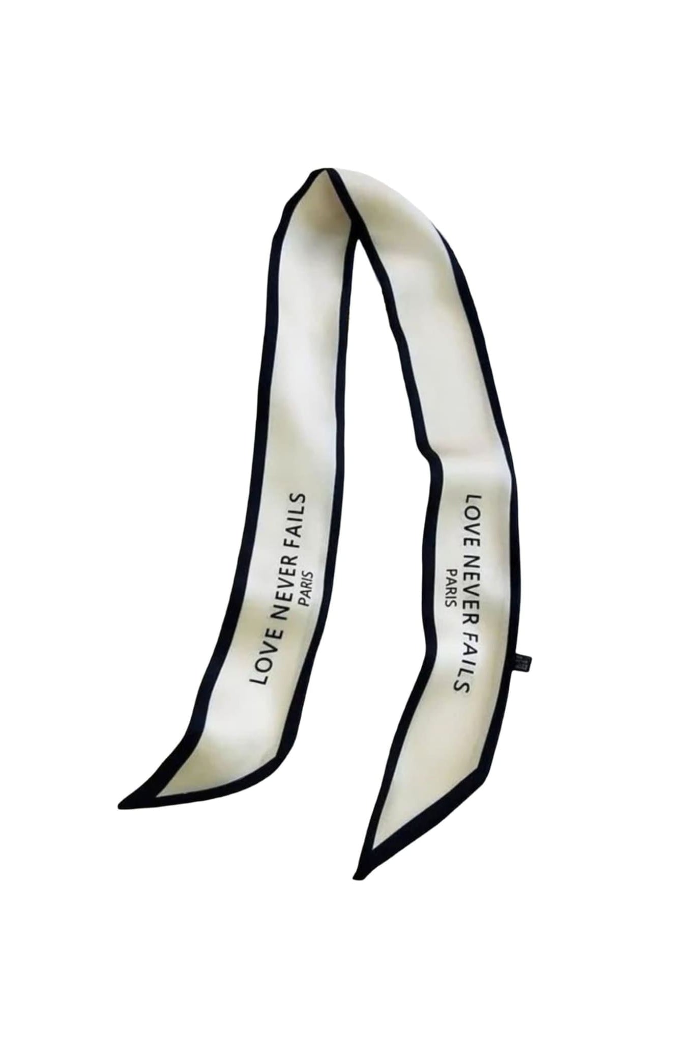 Off White Ribbon Scarf With Print