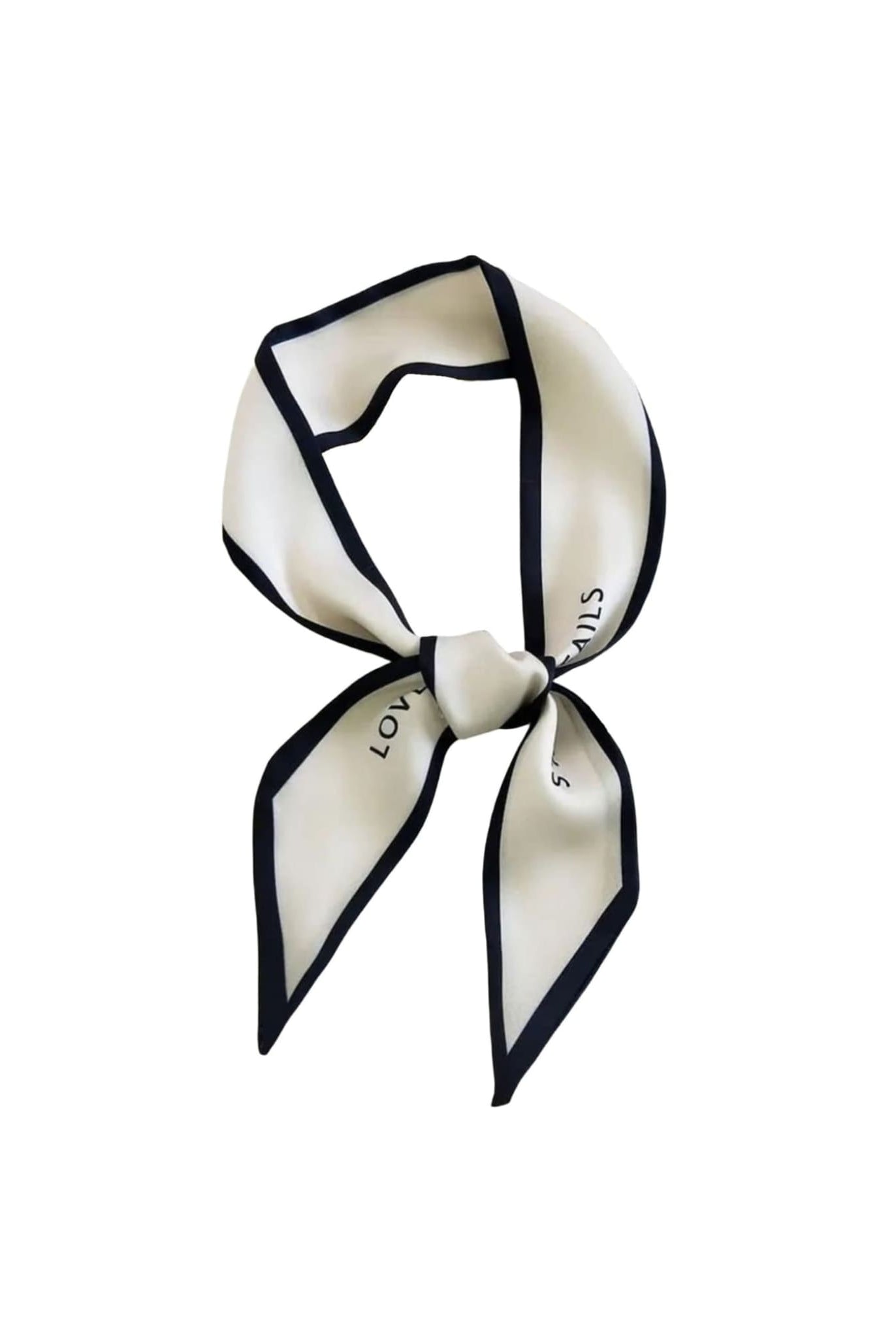 Off White Ribbon Scarf With Print