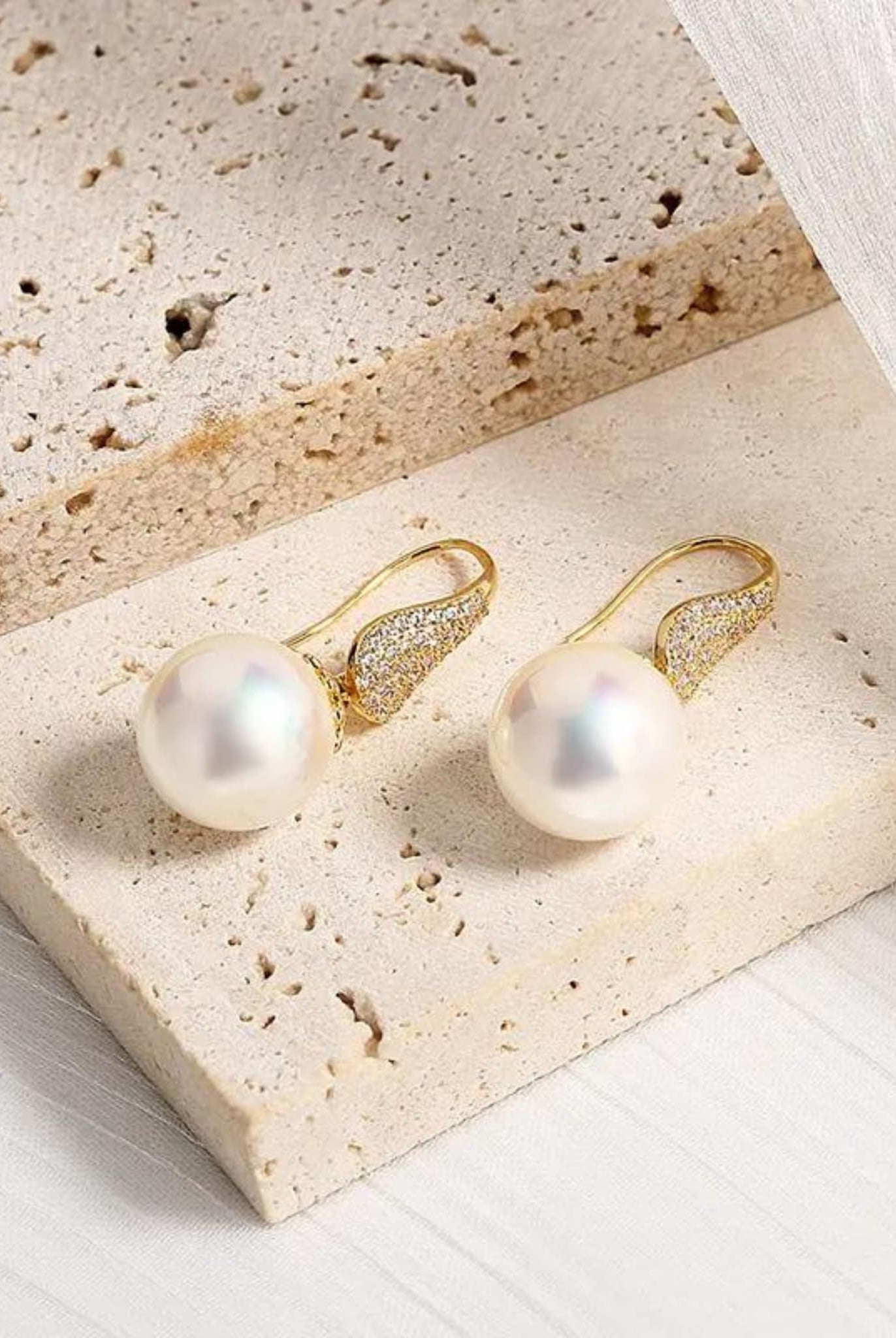 Pearl Golden Drop Earrings