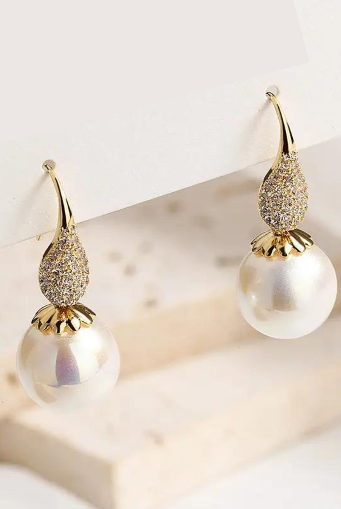 Pearl Golden Drop Earrings