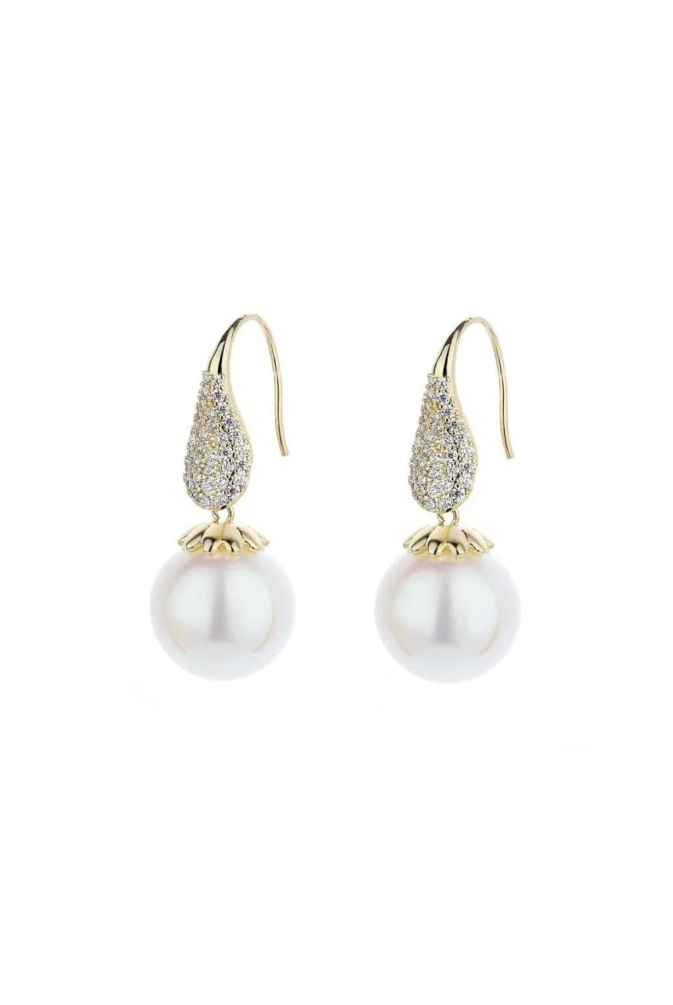 Pearl Golden Drop Earrings