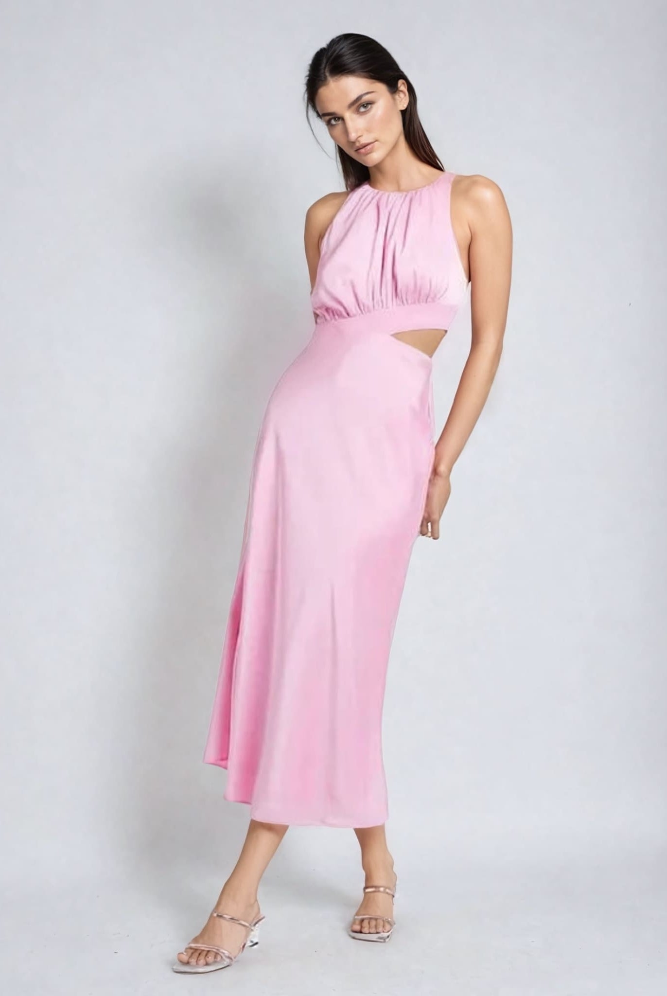 Pink Satin Crepe Dress