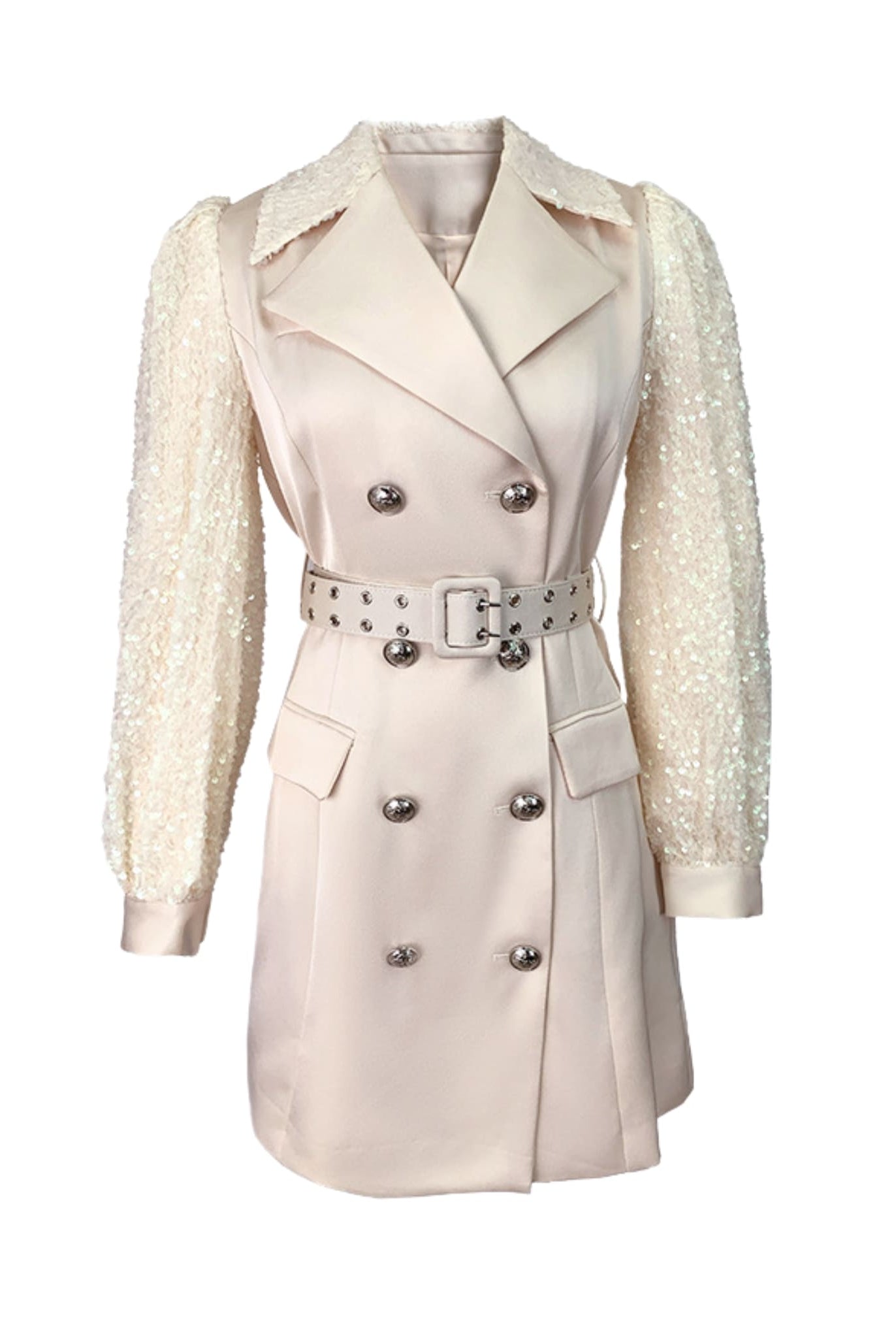 Satin Jacket With Sequin Sleeves