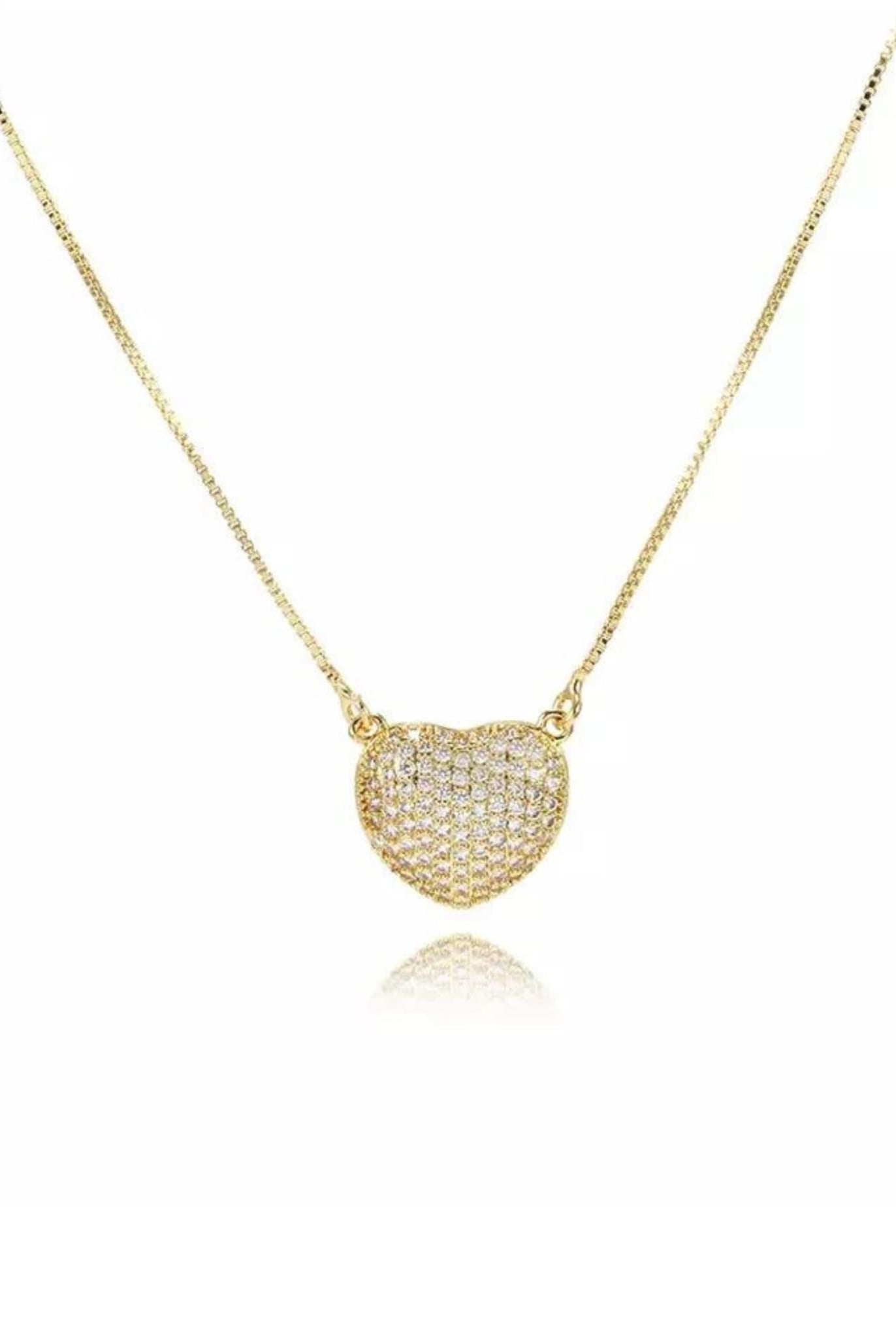 Sparkling Heart Necklace In Gold
