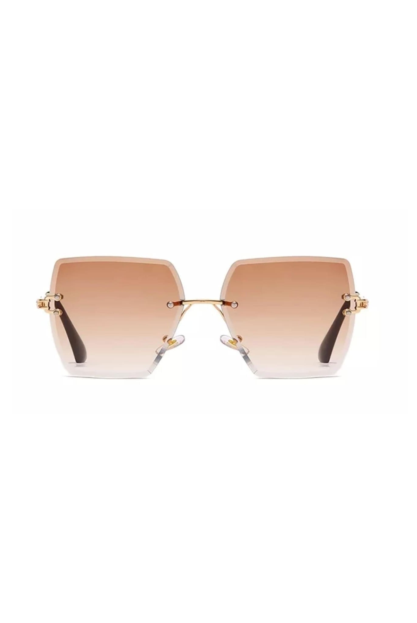 Square Rimless Sunglasses In Tan