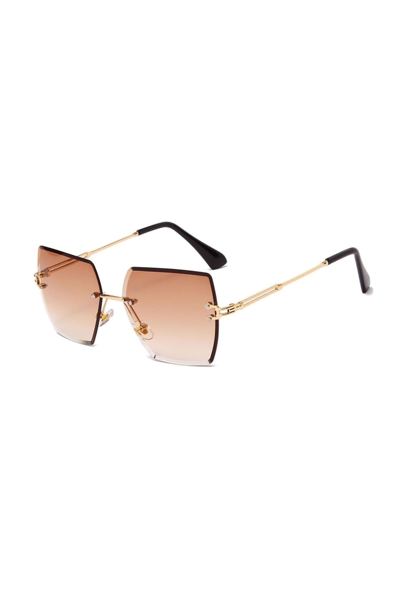 Square Rimless Sunglasses In Tan