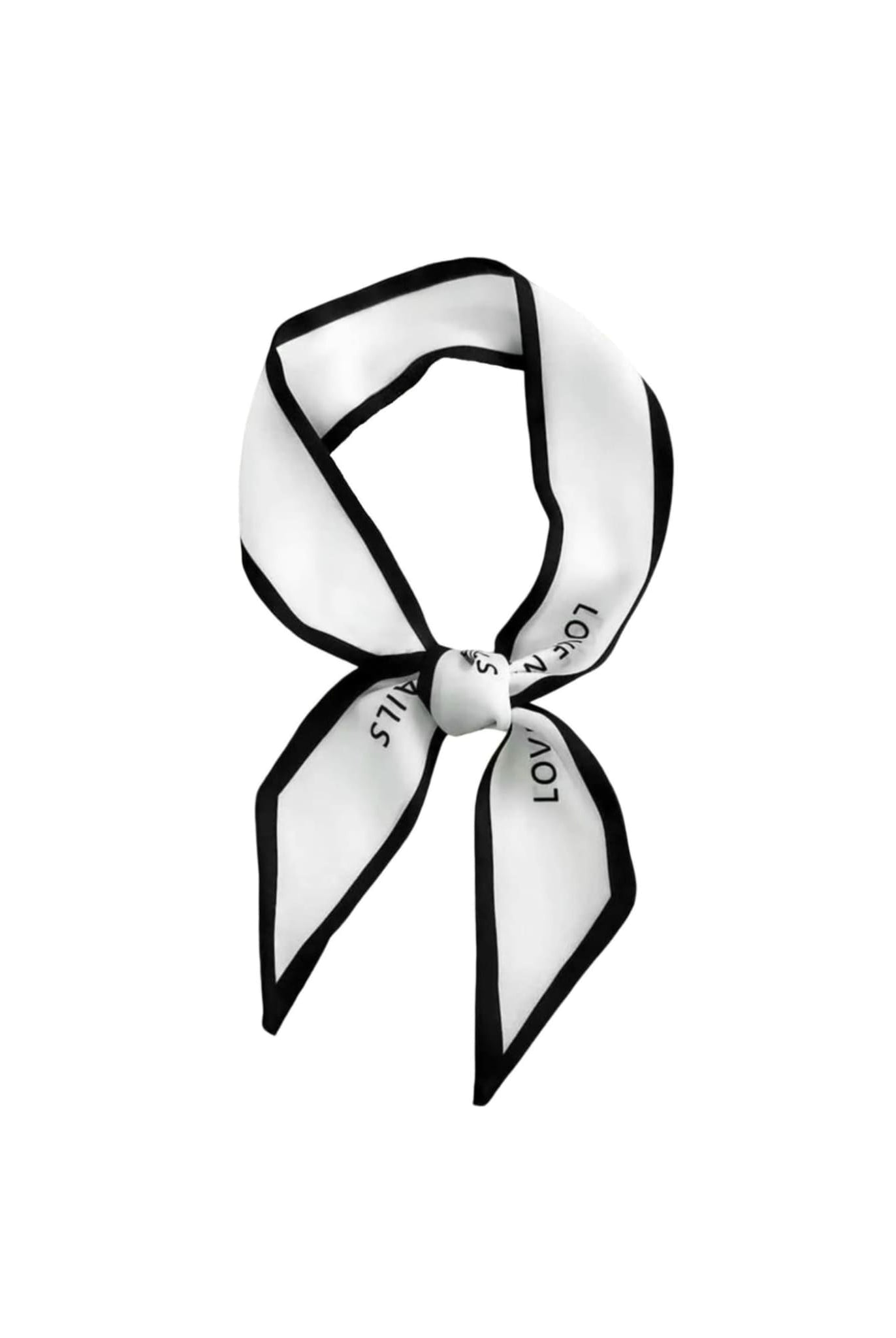 White Ribbon Scarf With Print