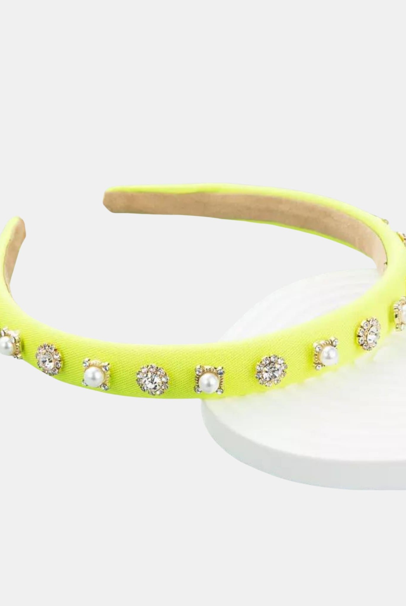 Yellow Crystal & Pearl Decorated Hairband