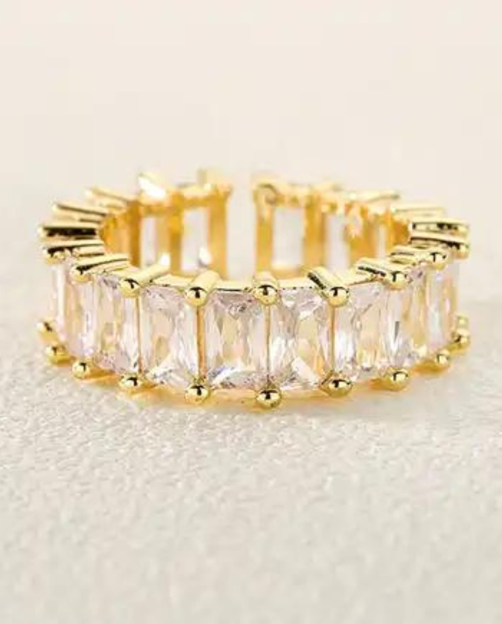 Adjustable Crystal Ring In Gold