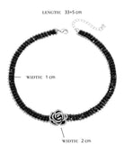 Black Camellia Choker Necklace Size