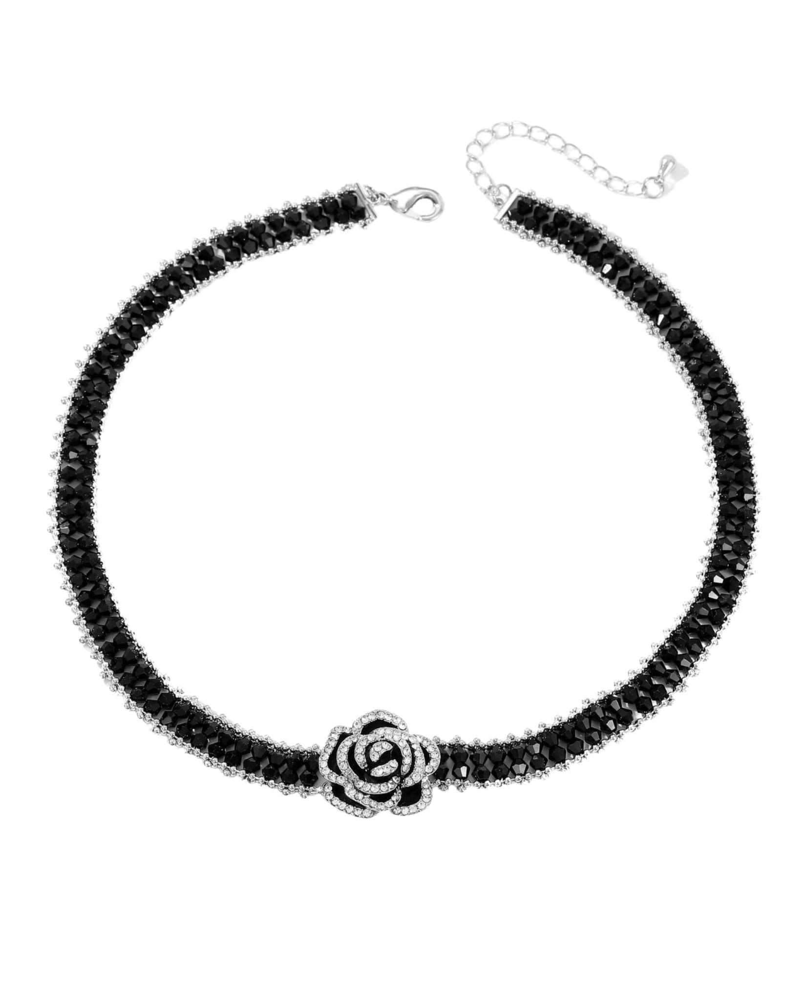 Black Camellia Choker Necklace