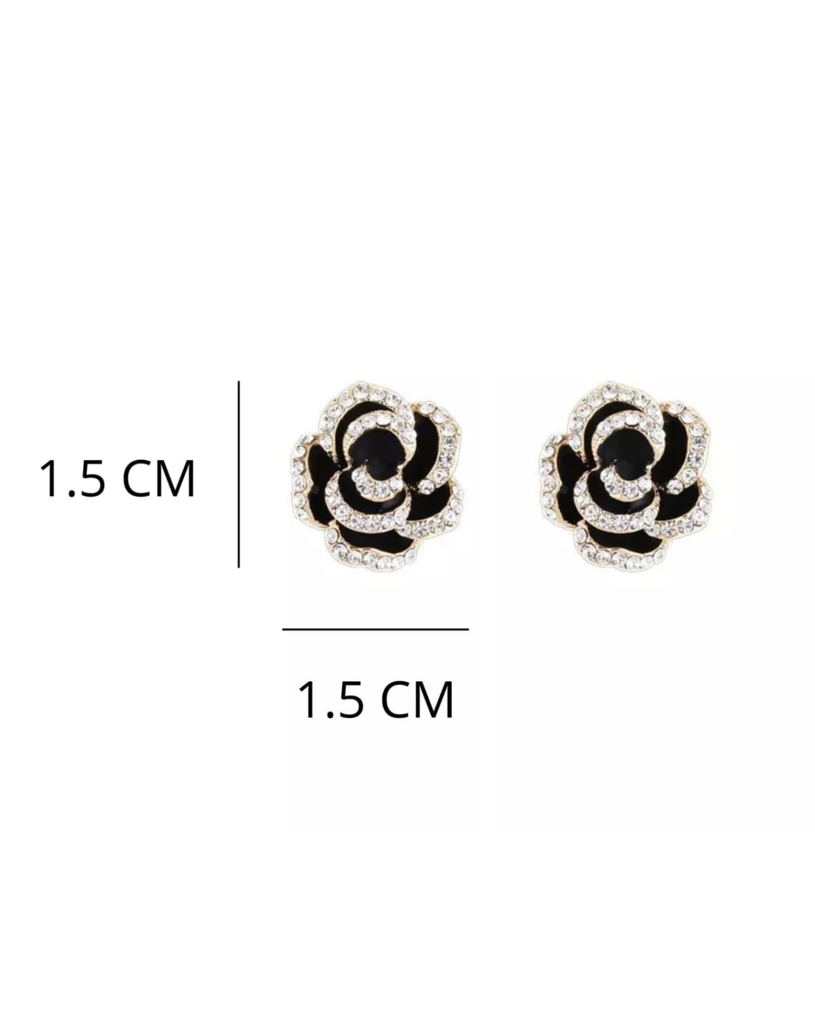 Camellia Flower Stud Earrings Size