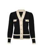 Chic Cardigan With Pearl Buttons Black