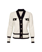 Chic Cardigan With Pearl Buttons White