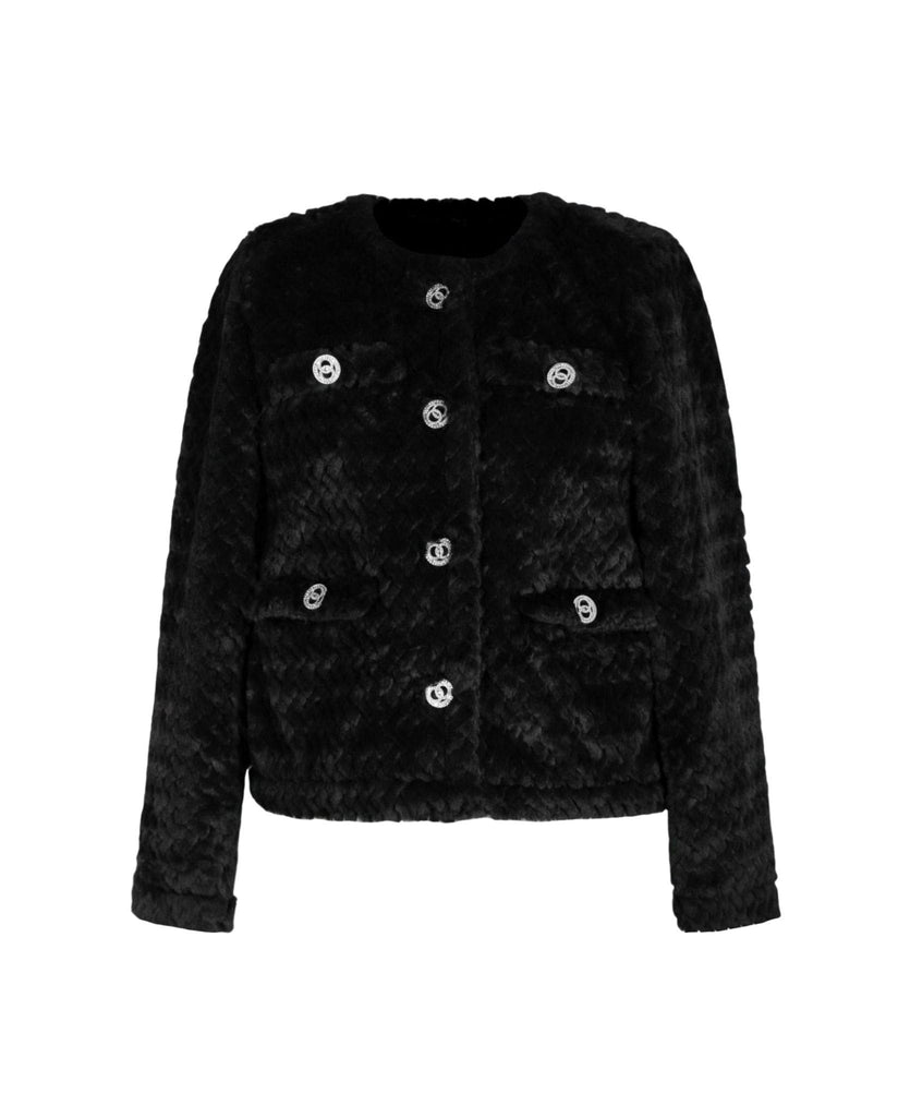 classic black faux fur jacket