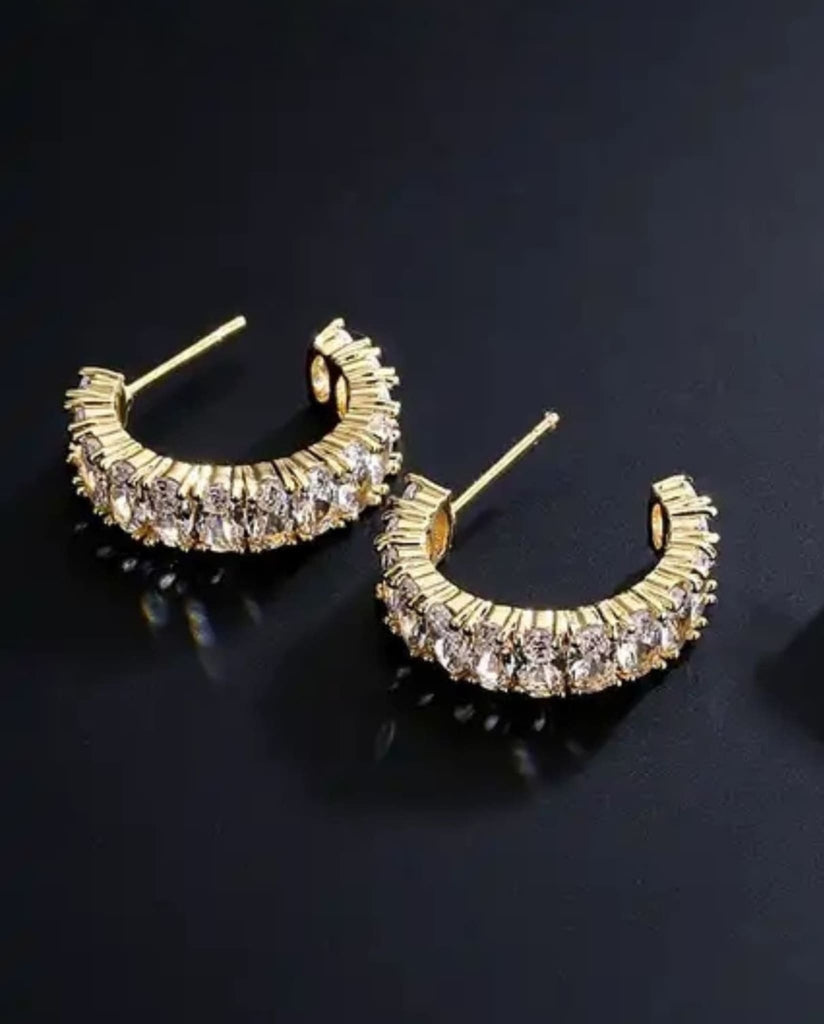 Crystal Hoop Earrings In Gold