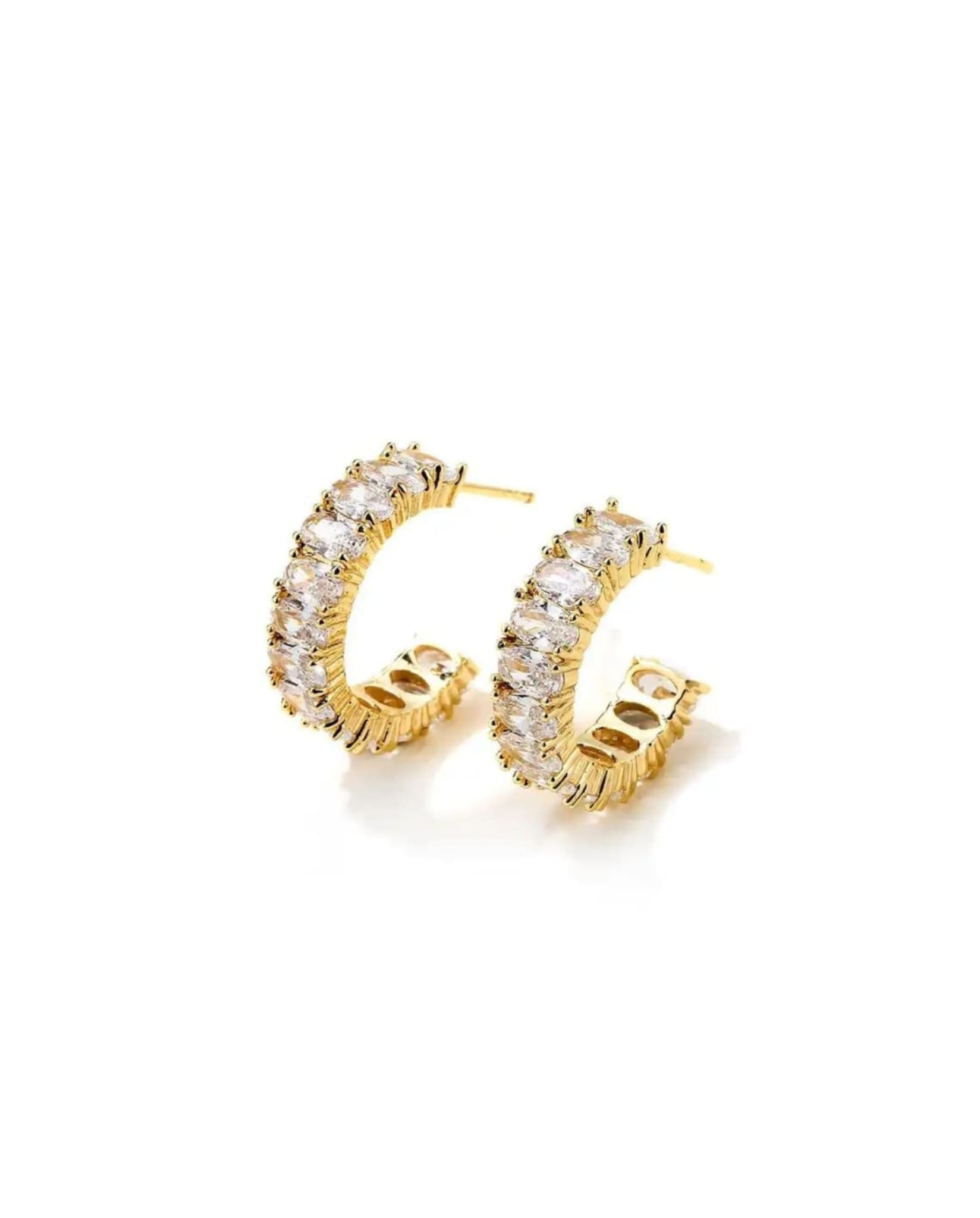 Crystal Hoop Earrings In Gold