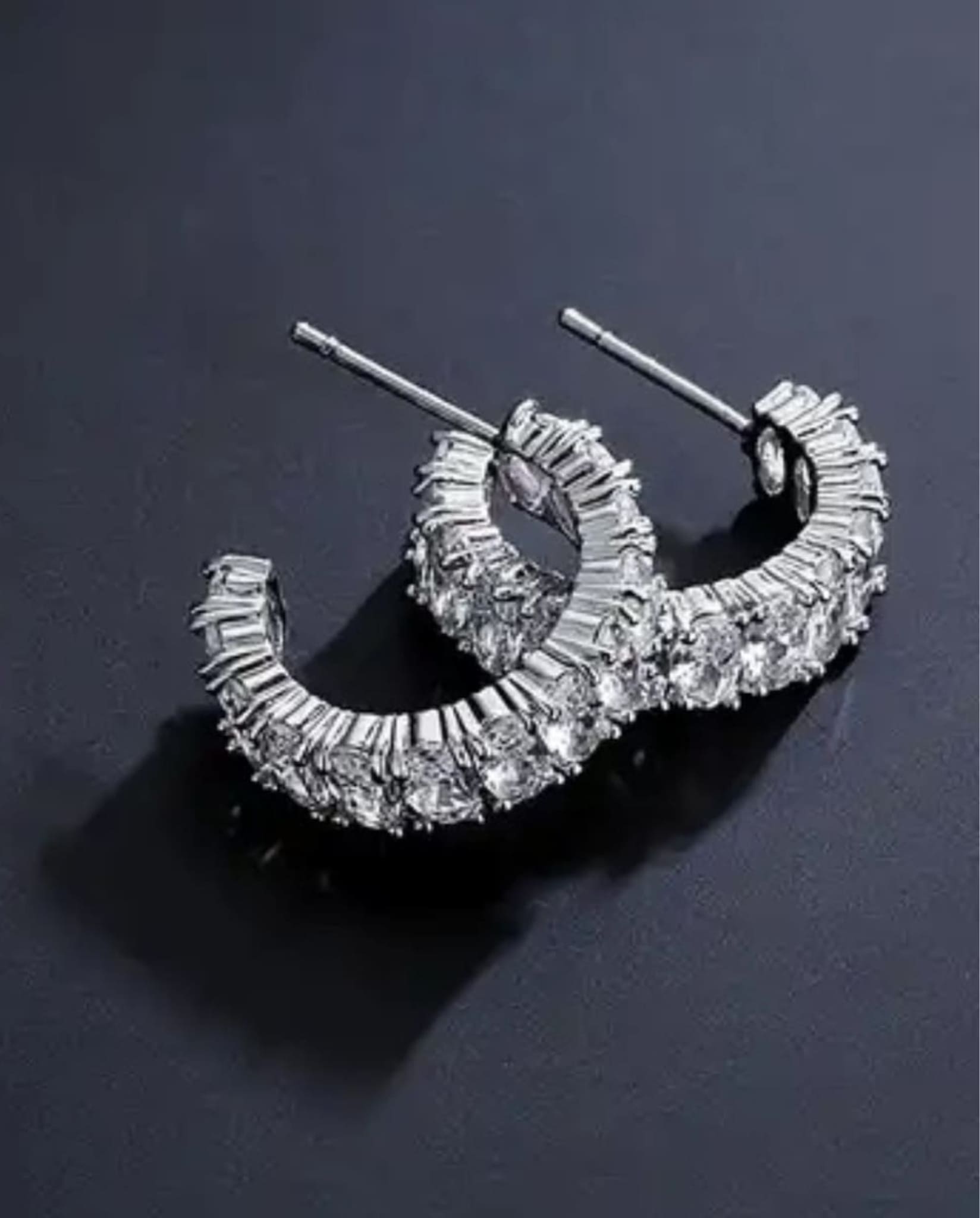 Crystal Hoop Earrings In Silver