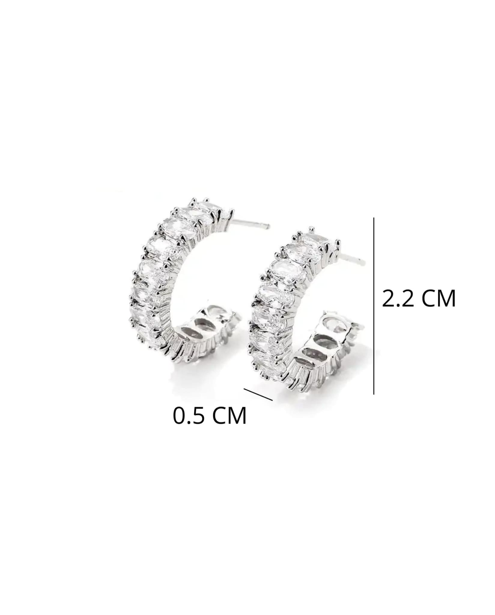 Crystal Hoop Earrings In Silver Size