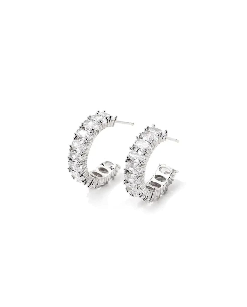 Crystal Hoop Earrings In Silver