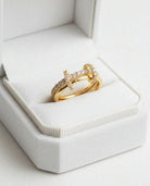 Double band design with crystal-set crossover accents.