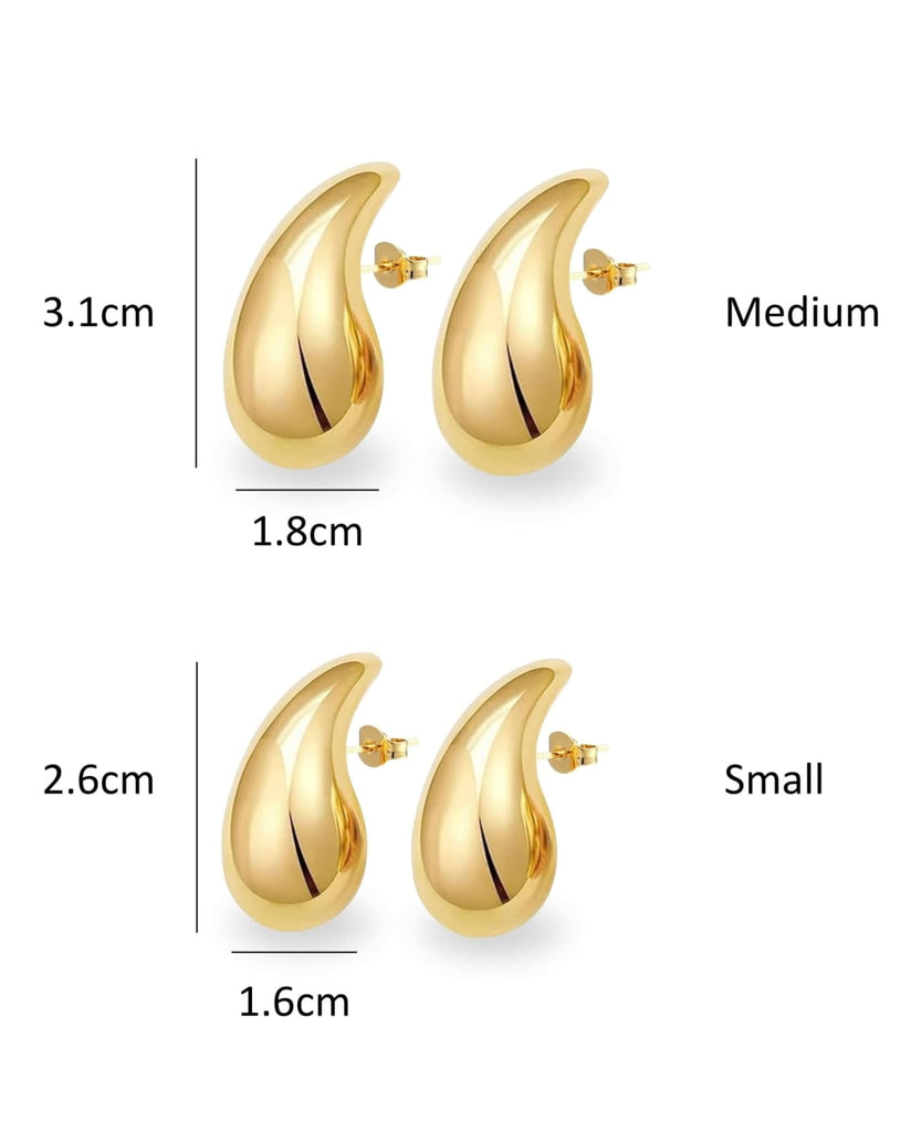 Drop Shape Earrings In Gold Sizes