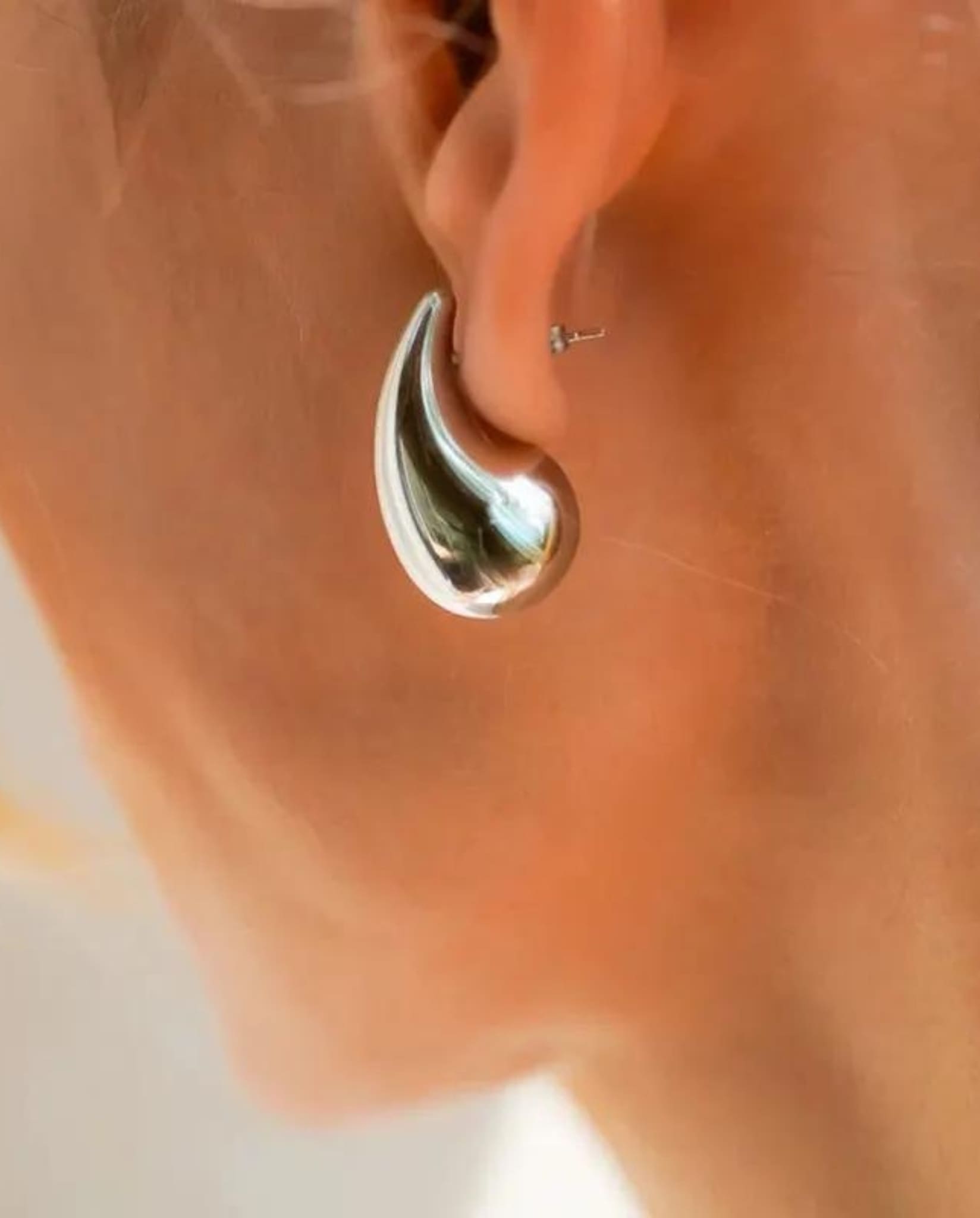 Drop Shape Earrings In Silver