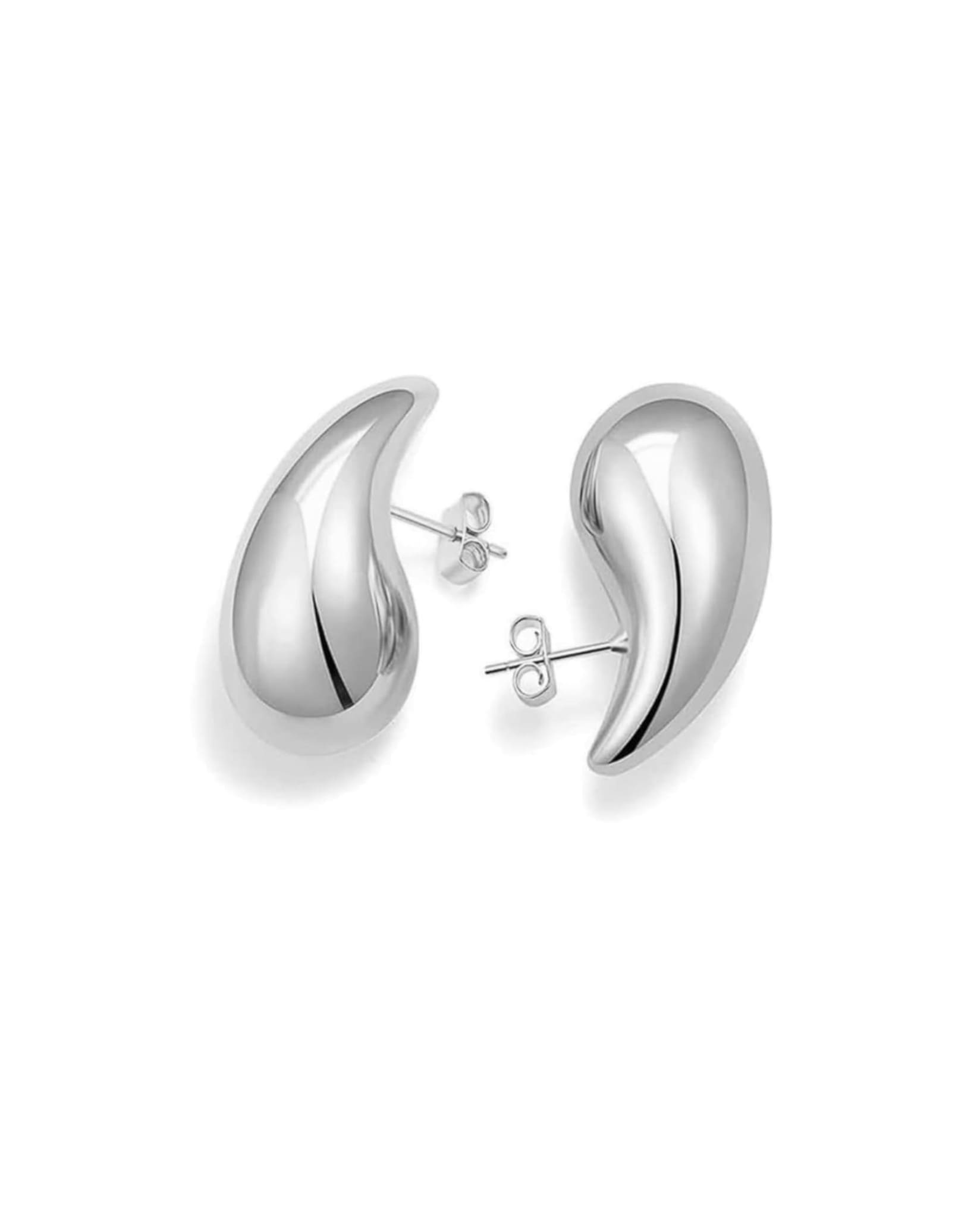 Drop Shape Earrings In Silver