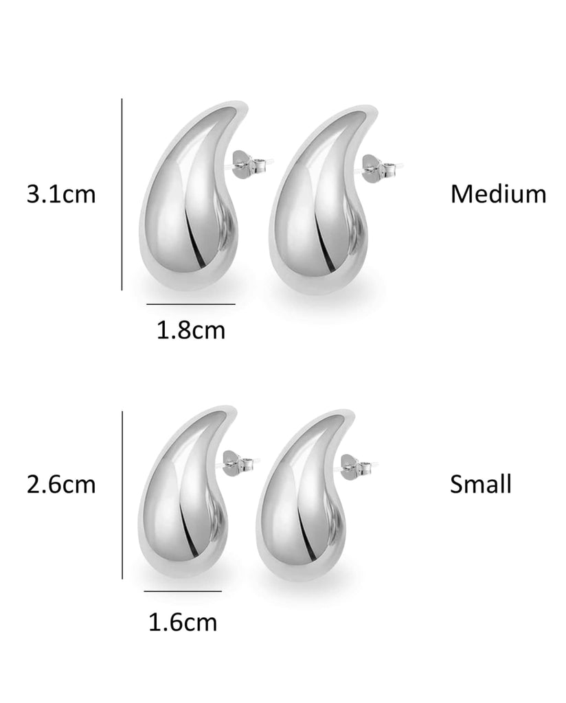 Drop Shape Earrings In Silver Sizes