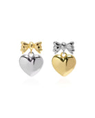 Duo-Color Bowknot Heart Earrings